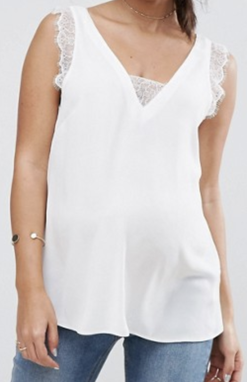 Asos Maternity white sleeveless top with lace size 10-Fresh Kids Inc.